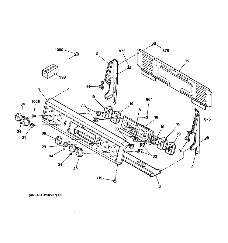 CONTROL PANEL Diagram and Parts List for JBP65BC4AD  General Electric Range