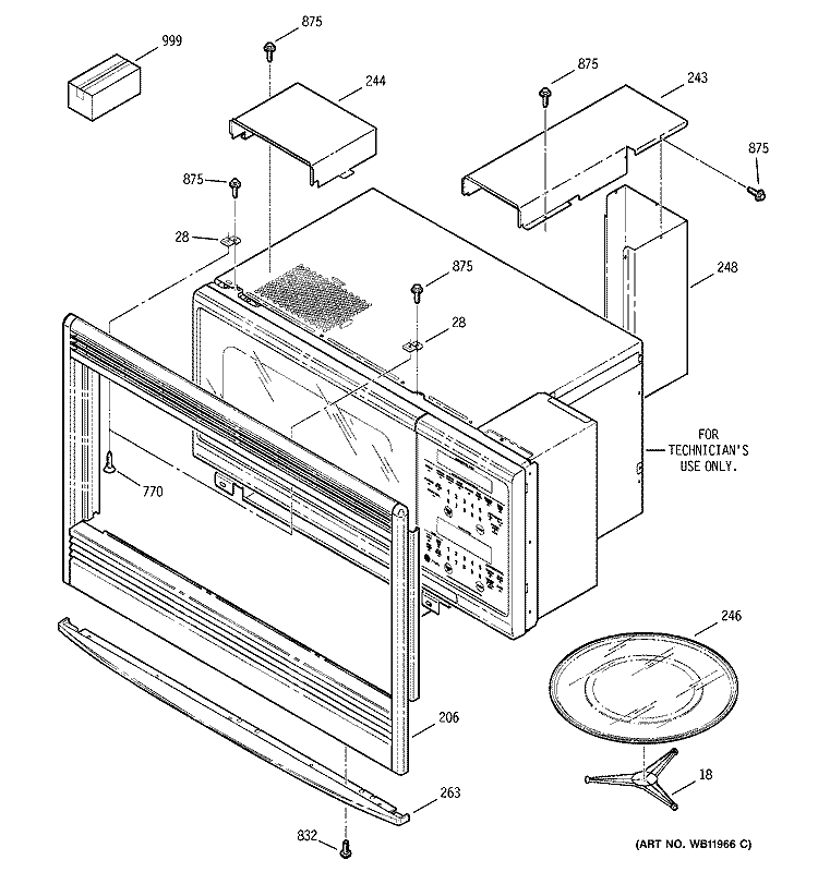 MICROWAVE ENCLOSURE Diagram and Parts List for JTP95WD1WW  General Electric Microwave Oven Combo