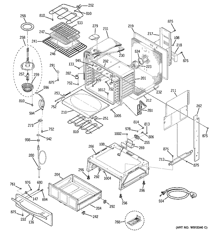 BODY PARTS Diagram and Parts List for JCS966SD1SS  General Electric Range