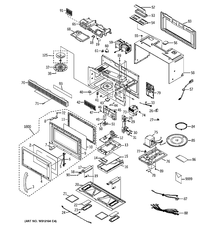 MICROWAVE Diagram and Parts List for JVM1630WB005  General Electric Microwave