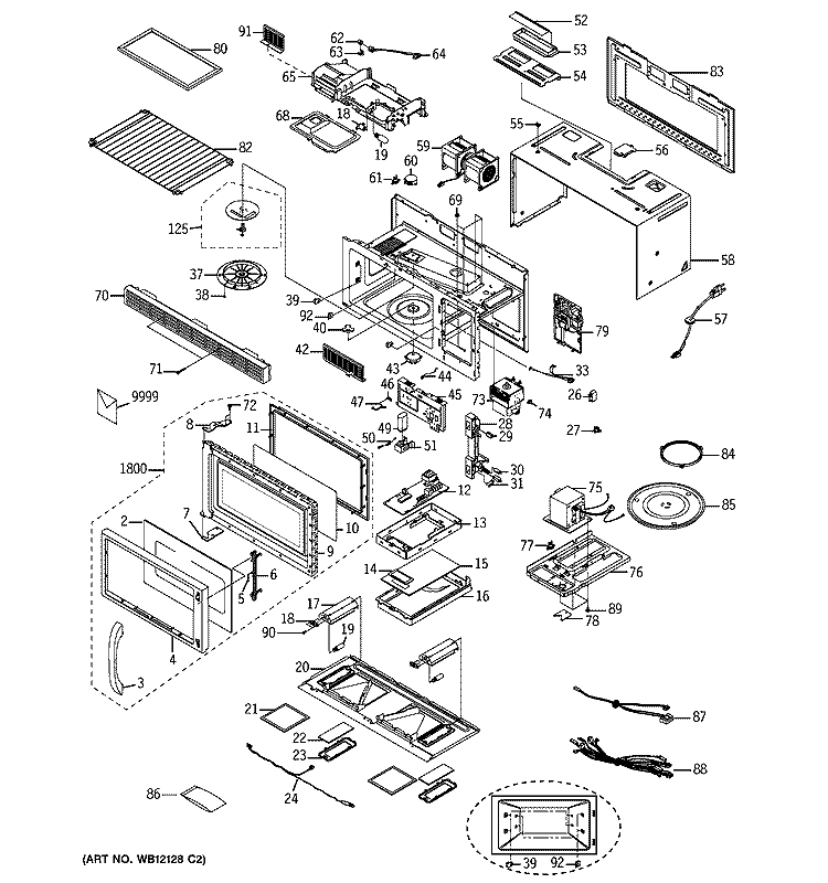 MICROWAVE Diagram and Parts List for JVM1653BD002  General Electric Microwave