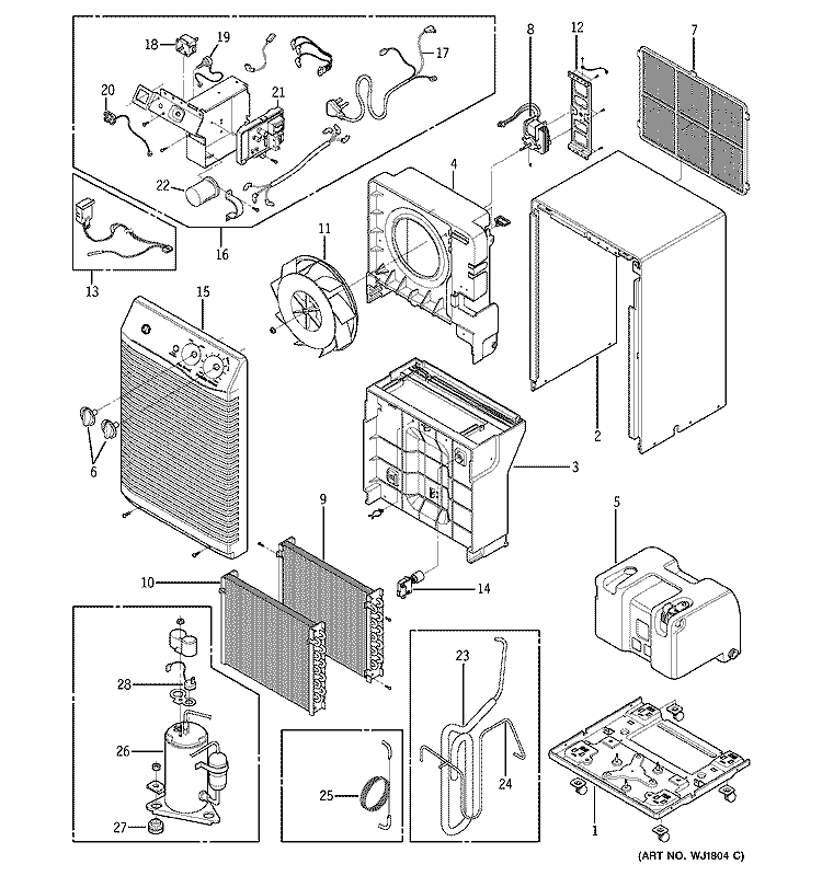DEHUMIDIFIER Diagram and Parts List for AHG50LCG1  General Electric Dehumidifier
