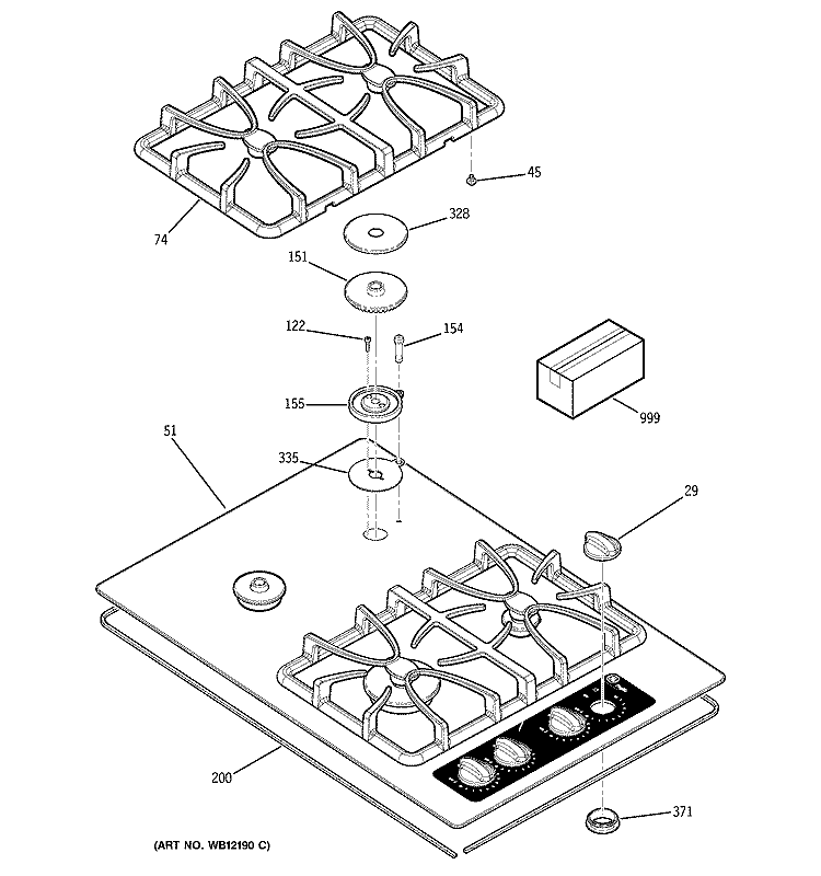 COOKTOP Diagram and Parts List for JGP932BEC2BB  General Electric Cooktop