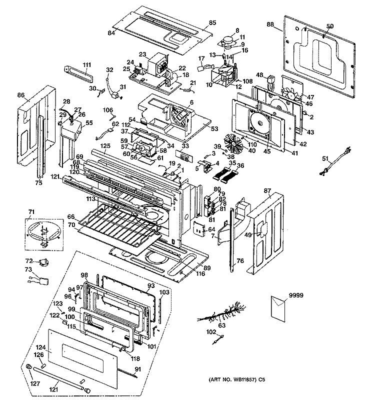 MICROWAVE Diagram and Parts List for ZMC1095SB01  General Electric Microwave