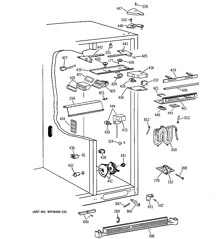FRESH FOOD SECTION Diagram and Parts List for TFG30PFDBWW  General Electric Refrigerator