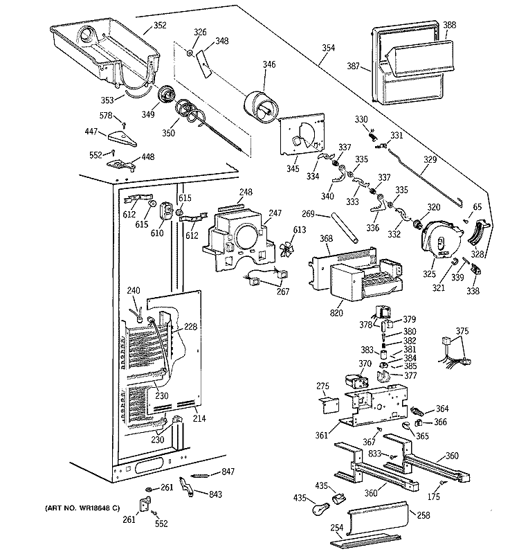 FREEZER SECTION Diagram and Parts List for TFK30PFDAAA  General Electric Refrigerator
