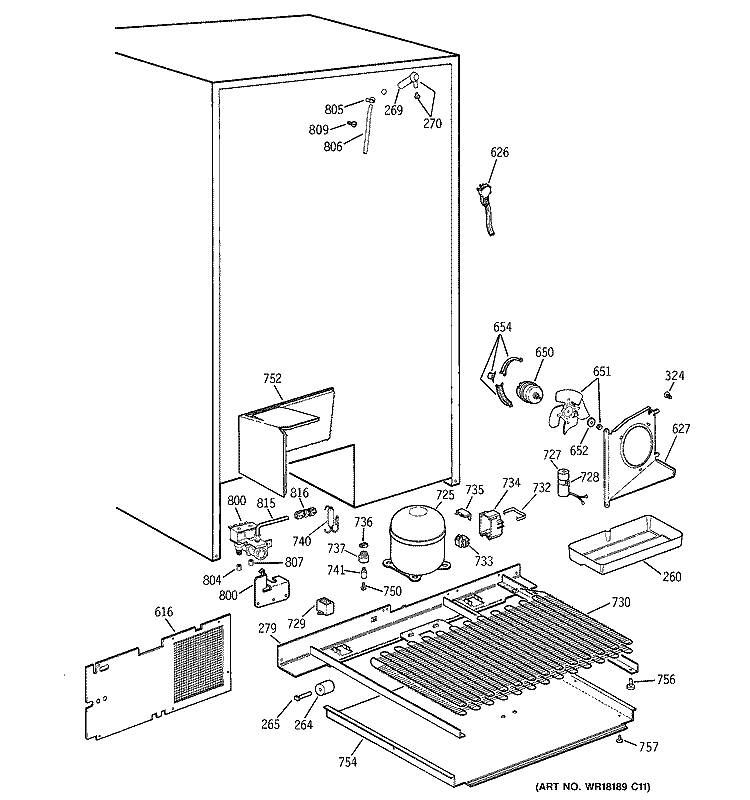 UNIT PARTS Diagram and Parts List for TFK30PRDBWW  General Electric Refrigerator