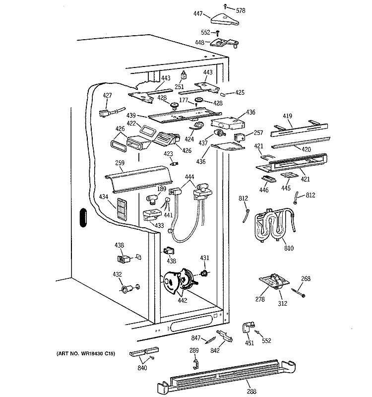 FRESH FOOD SECTION Diagram and Parts List for TFJ28PFDAAA  General Electric Refrigerator