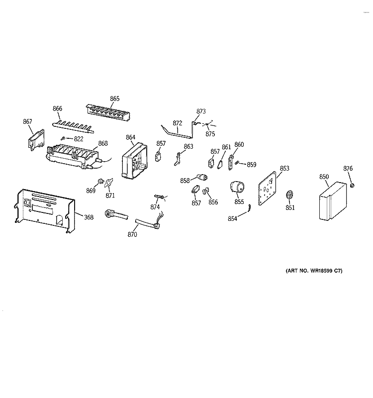 ICE MAKER Diagram and Parts List for TFJ28PFDBAA  General Electric Refrigerator