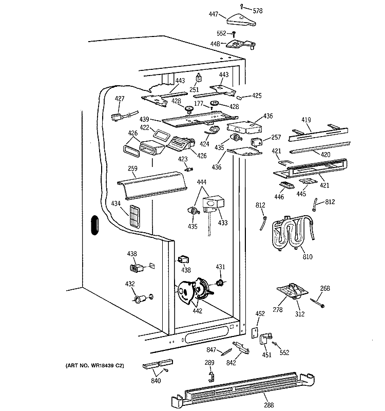 FRESH FOOD SECTION Diagram and Parts List for TFK30PFDBWW  General Electric Refrigerator