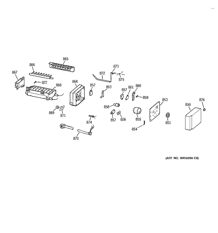 ICE MAKER Diagram and Parts List for TFM28PFDBWW  General Electric Refrigerator