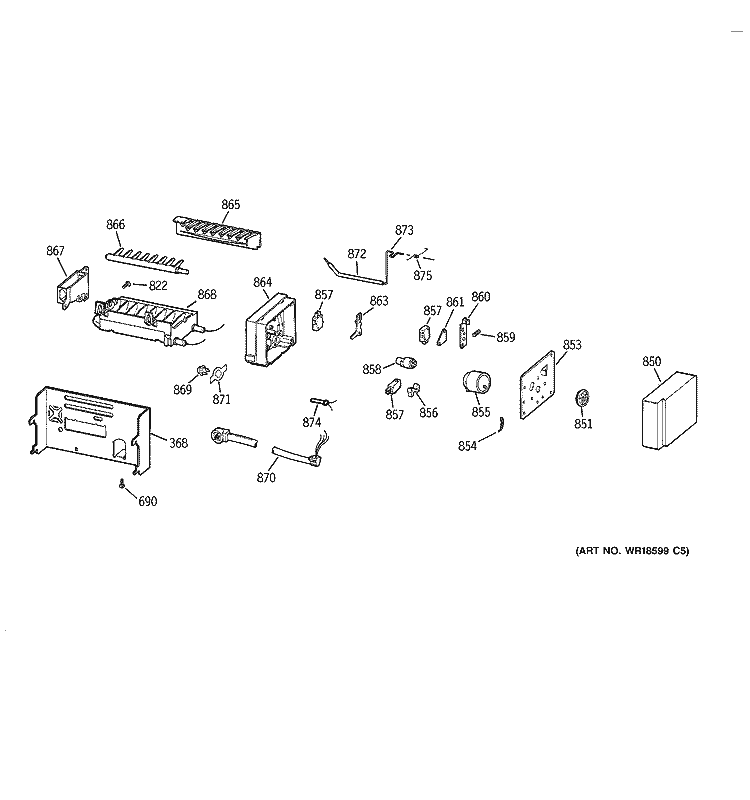 ICE MAKER Diagram and Parts List for TFK30PRDAAA  General Electric Refrigerator
