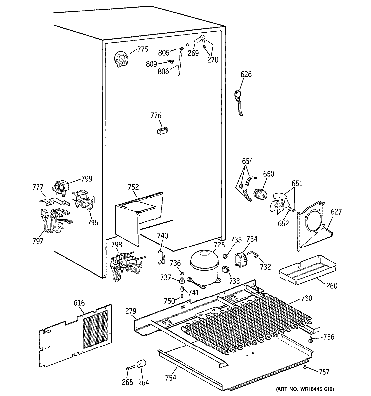UNIT PARTS Diagram and Parts List for TFX30PBDBCC  General Electric Refrigerator