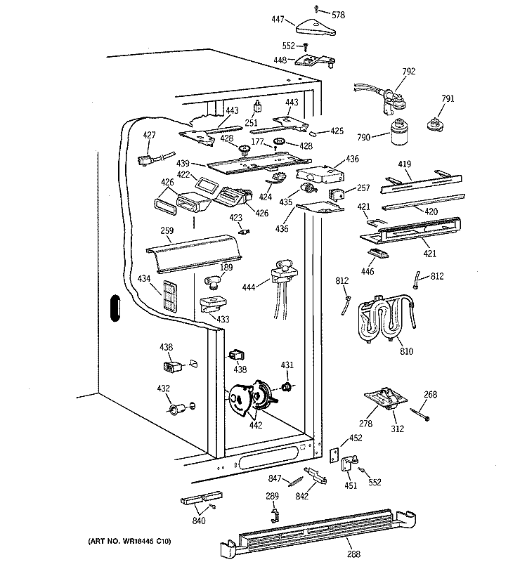 FRESH FOOD SECTION Diagram and Parts List for TFX28PBDBCC  General Electric Refrigerator