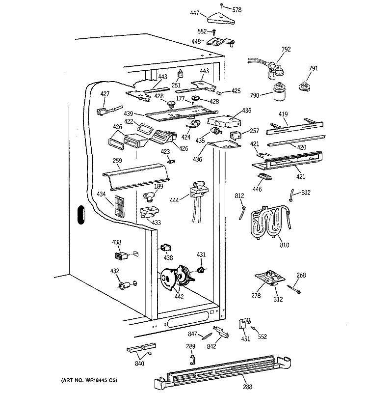 FRESH FOOD SECTION Diagram and Parts List for TFX28PBDABB  General Electric Refrigerator