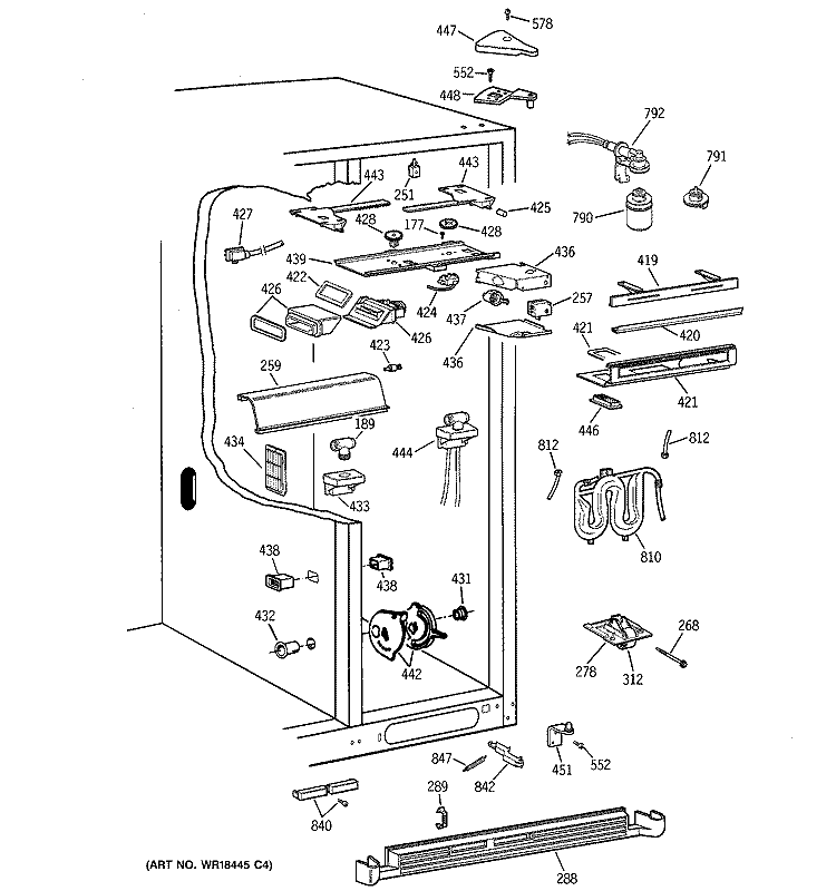 FRESH FOOD SECTION Diagram and Parts List for TFX30PBDAWW  General Electric Refrigerator