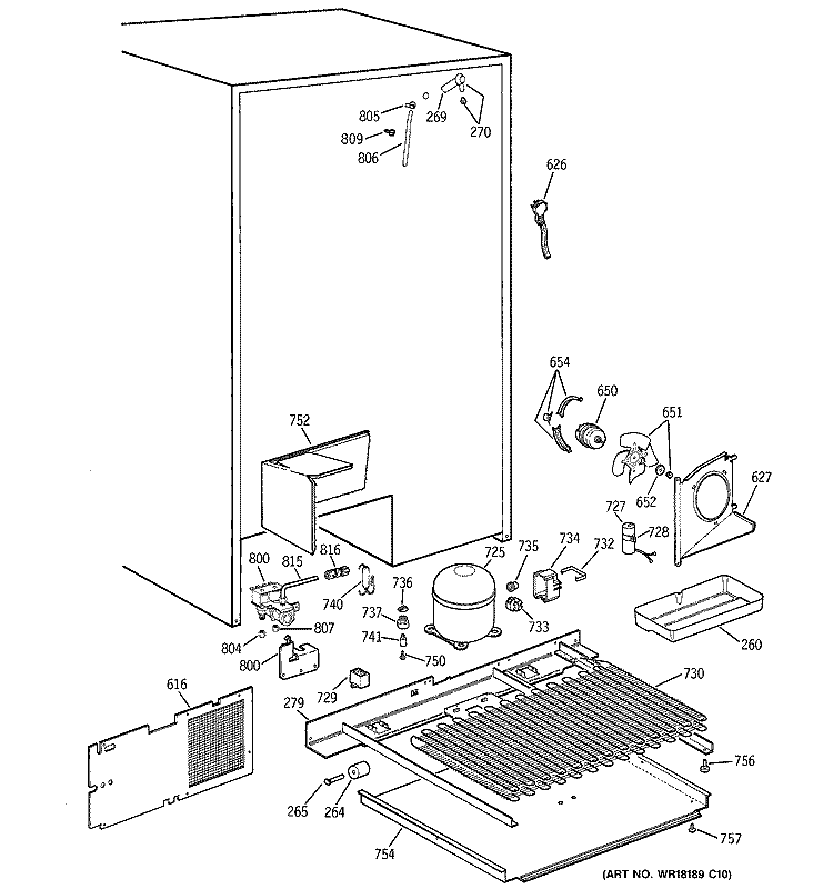 UNIT PARTS Diagram and Parts List for MSK28PFDBAA  General Electric Refrigerator