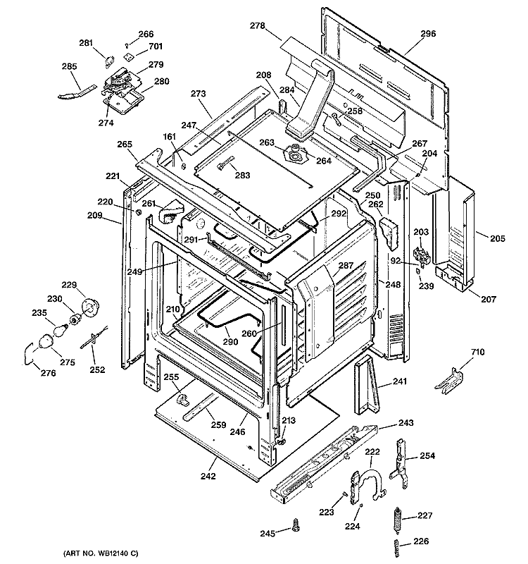 BODY PARTS Diagram and Parts List for RB787BC3BB  Hotpoint Range