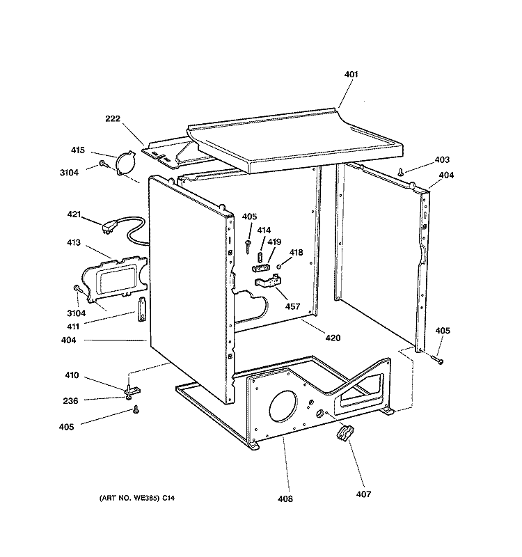 CABINET Diagram and Parts List for NWXR473GT5WB  Hotpoint Dryer