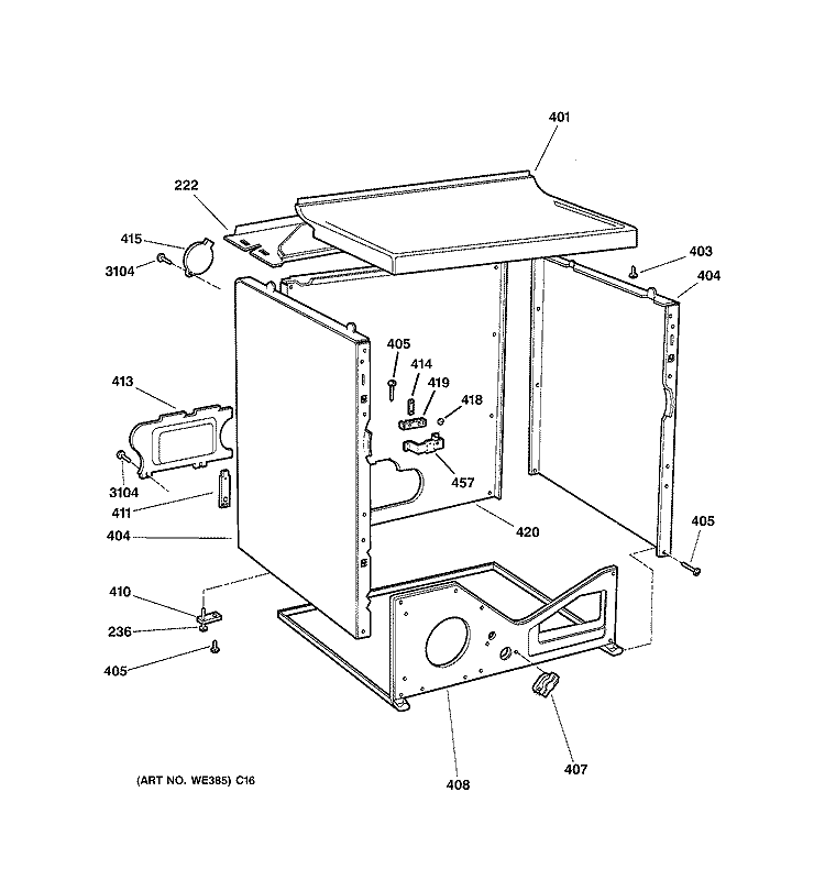 CABINET Diagram and Parts List for NWXR473ET5AB  Hotpoint Dryer