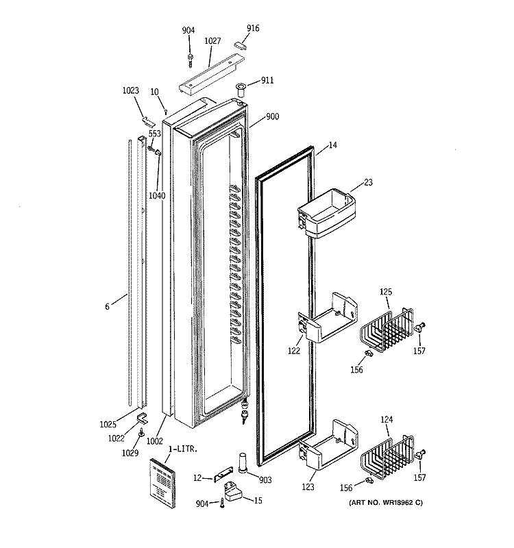 FREEZER DOOR Diagram and Parts List for PSI23SCMAFBS  General Electric Refrigerator