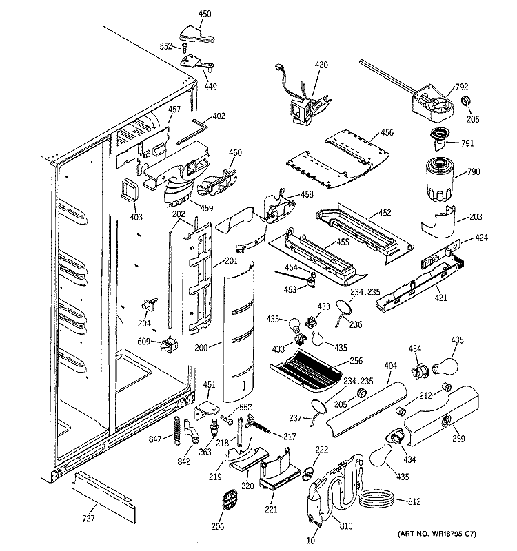 FRESH FOOD SECTION Diagram and Parts List for PSI23SGMCFBS  General Electric Refrigerator