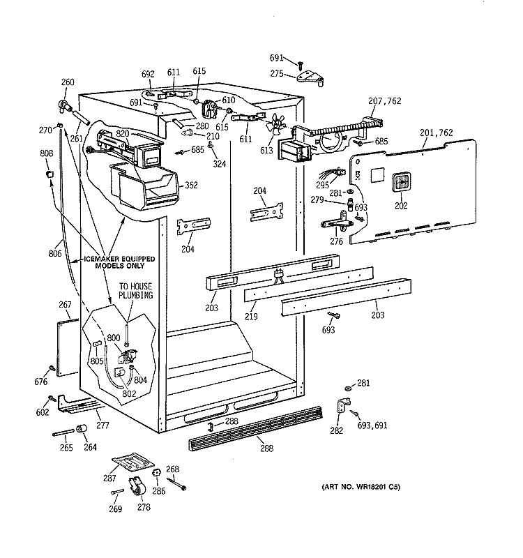 CABINET PARTS Diagram and Parts List for TBX18CIXARWW  General Electric Refrigerator