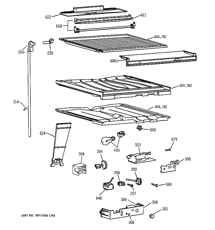 COMPARTMENT SEPARATOR PARTS Diagram and Parts List for TBX19PATMRWW  General Electric Refrigerator