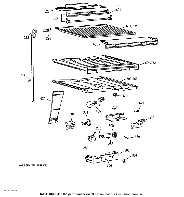 COMPARTMENT SEPARATOR PARTS Diagram and Parts List for TBX22PCSRLAA  General Electric Refrigerator