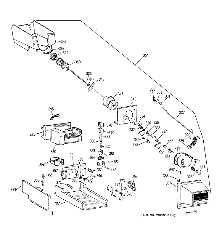 ICE BUCKET Diagram and Parts List for TBX22PRYPLWW  General Electric Refrigerator