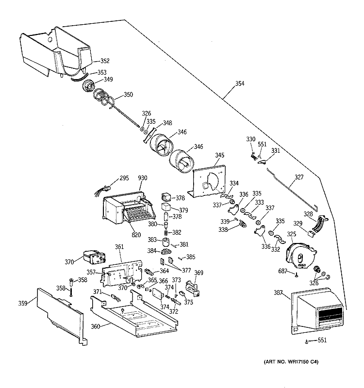 ICE BUCKET Diagram and Parts List for TBX25PCSCRWW  General Electric Refrigerator