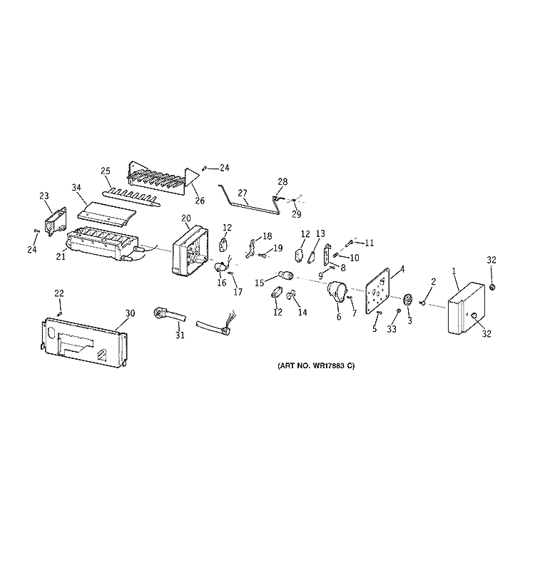 ICE MAKER Diagram and Parts List for TBX25PCSKRAA  General Electric Refrigerator