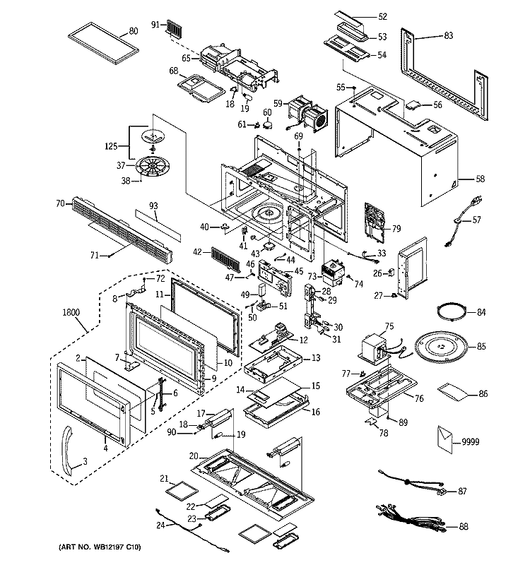 MICROWAVE Diagram and Parts List for JVM1630CD003  General Electric Microwave