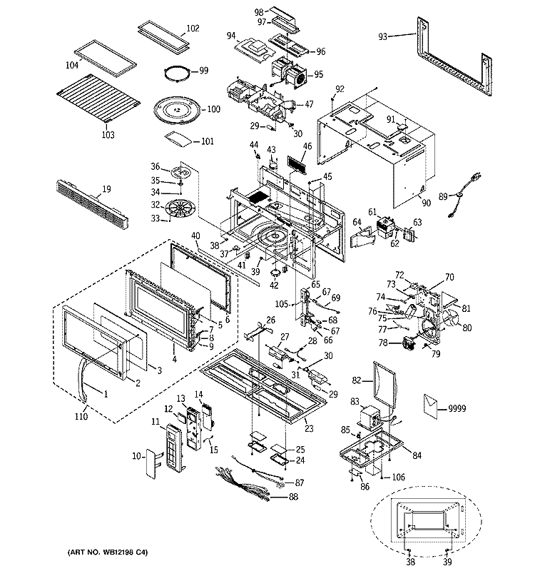 MICROWAVE Diagram and Parts List for JVM1842CD002  General Electric Microwave