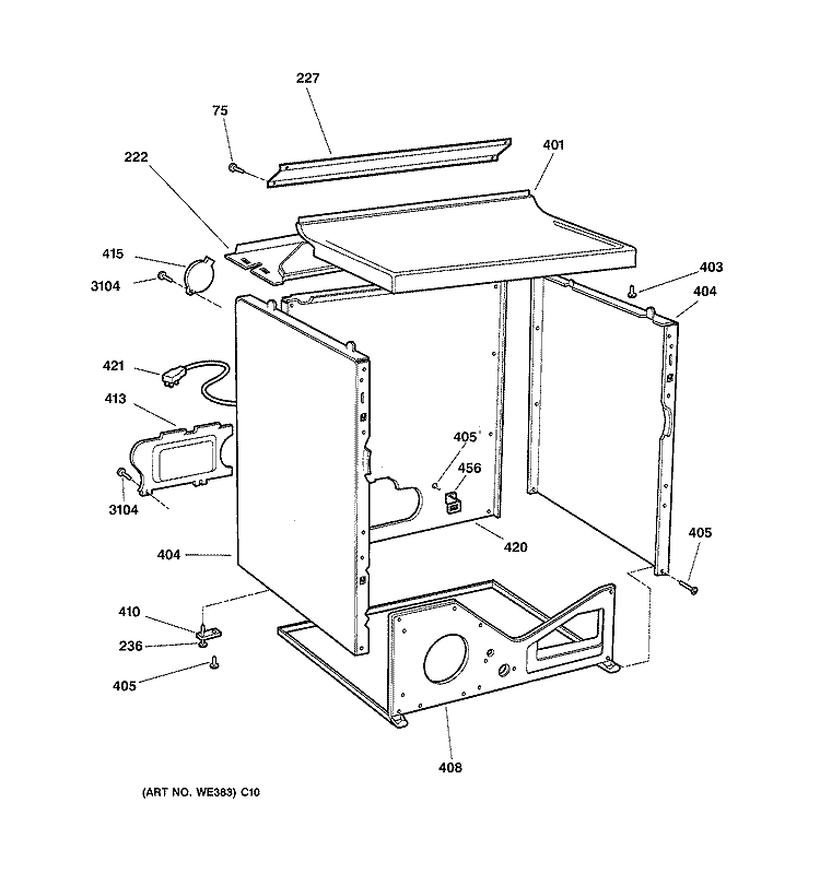 CABINET Diagram and Parts List for DPSF495GV0AA  General Electric Dryer