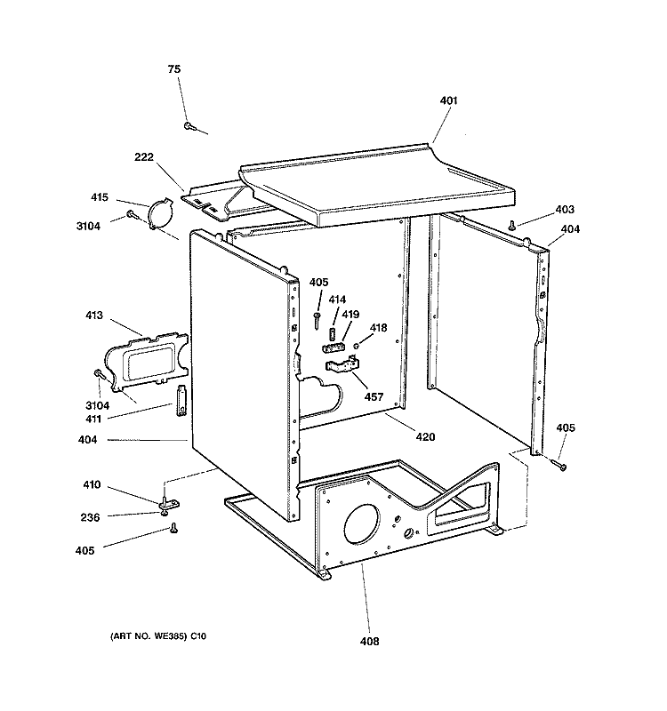 CABINET Diagram and Parts List for DPXQ473ET5WW  General Electric Dryer