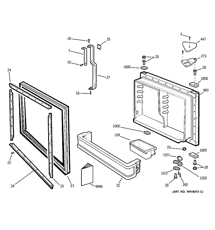 FREEZER DOOR Diagram and Parts List for PTC22MBMALBB  General Electric Refrigerator