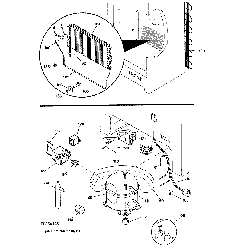 UNIT PARTS Diagram and Parts List for FUF20DMARWH  General Electric Freezer
