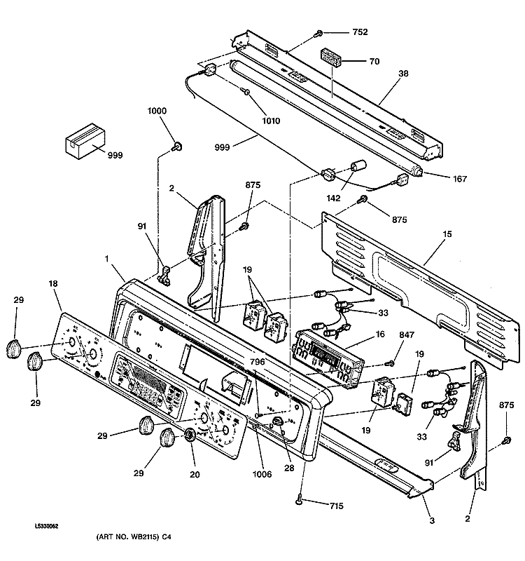CONTROL PANEL Diagram and Parts List for JBP79BB4BB  General Electric Range