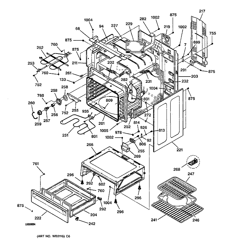 BODY PARTS Diagram and Parts List for JBP79BB4BB  General Electric Range