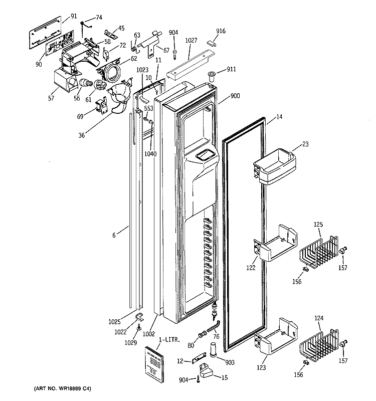 FREEZER DOOR Diagram and Parts List for PSI23SGMAFBS  General Electric Refrigerator
