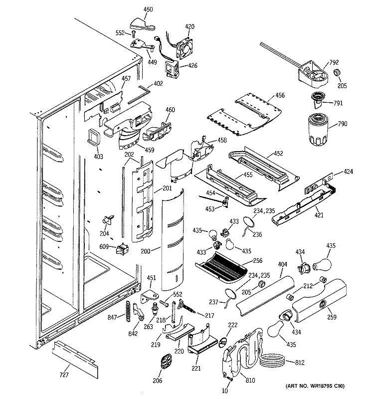FRESH FOOD SECTION Diagram and Parts List for PSI23SGMAFBS  General Electric Refrigerator