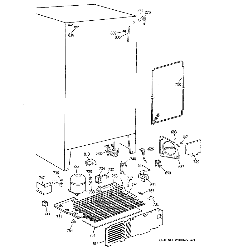 UNIT PARTS Diagram and Parts List for CST25GRBGWW  Hotpoint Refrigerator