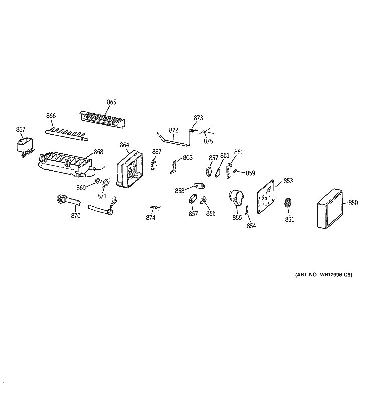 ICE MAKER Diagram and Parts List for CST25GRBGWW  Hotpoint Refrigerator