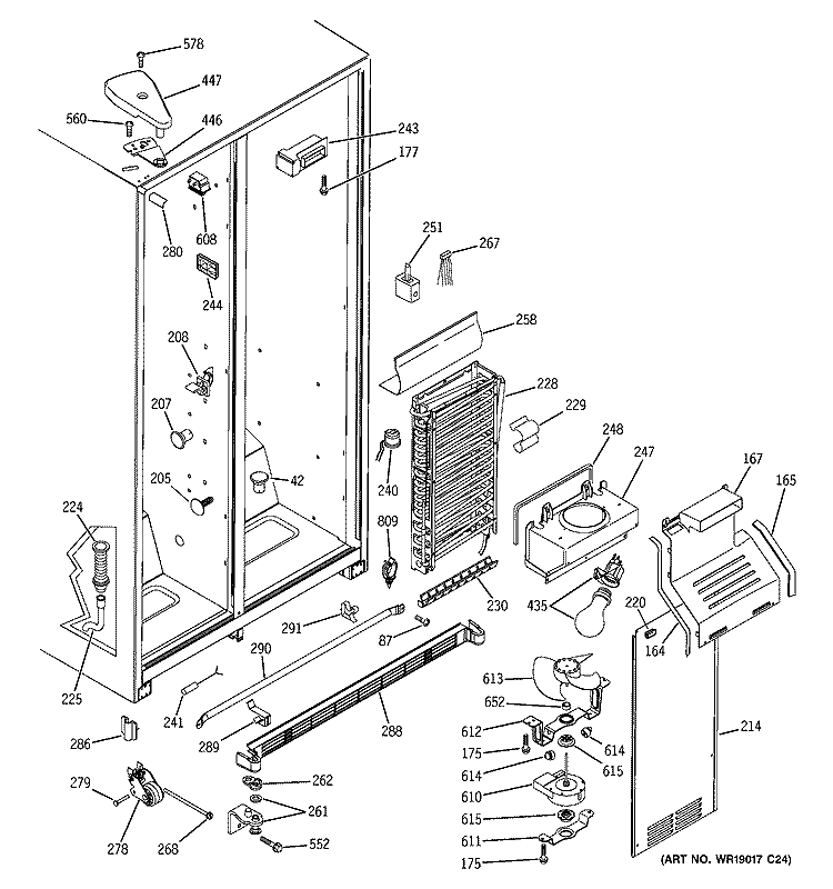 FREEZER SECTION Diagram and Parts List for HSS22BDMDWH  Hotpoint Refrigerator