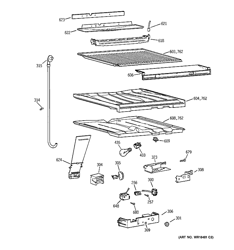 COMPARTMENT SEPARATOR PARTS Diagram and Parts List for TBX21CIZKRBB  General Electric Refrigerator