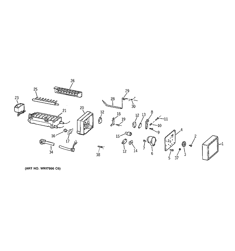 ICE MAKER Diagram and Parts List for TBX21CIXJRWW  General Electric Refrigerator