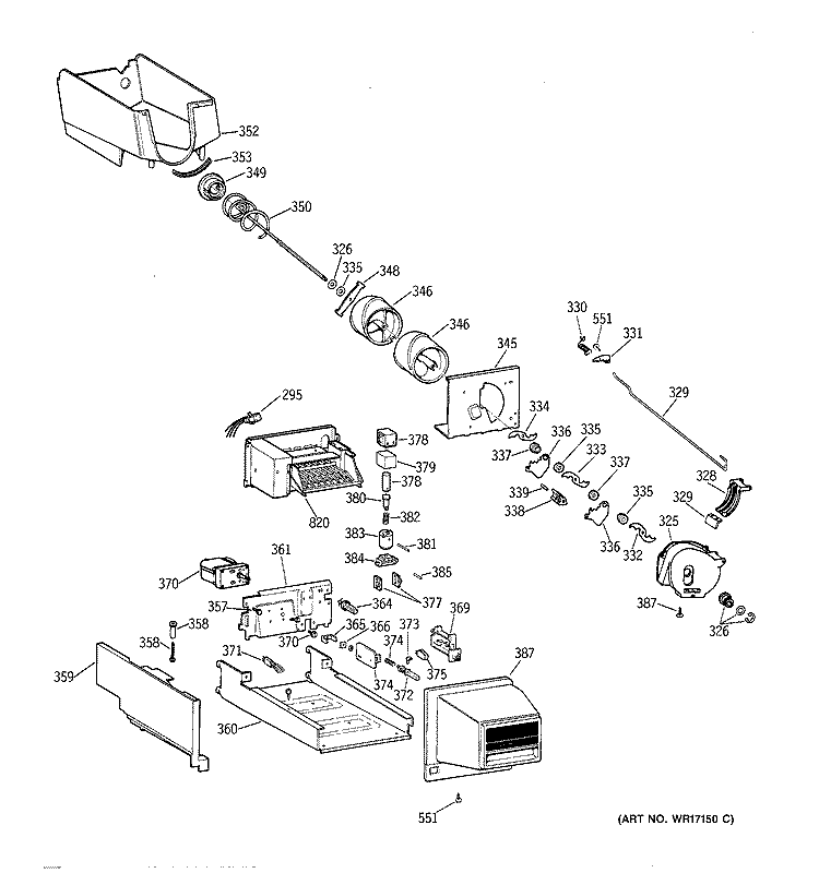 ICE BUCKET Diagram and Parts List for TBE22PCSPRAA  General Electric Refrigerator