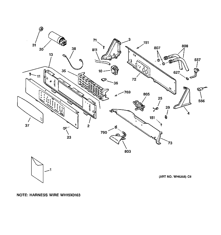 CONTROLS & BACKSPLASH Diagram and Parts List for WPSB9120B0CC  General Electric Washer