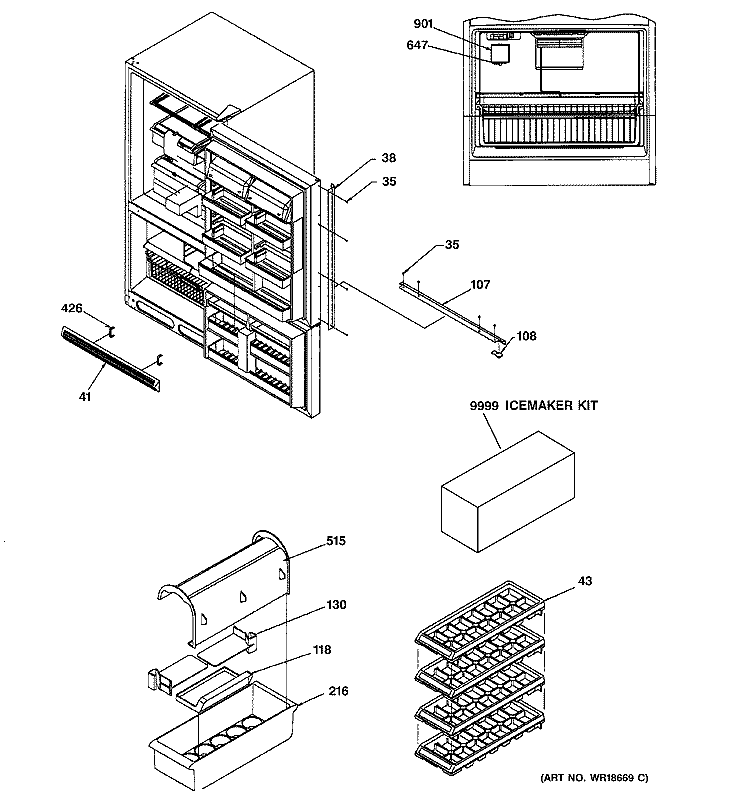 DOOR HANDLES & ACCESSORIES Diagram and Parts List for GBS22LBMACC  General Electric Refrigerator